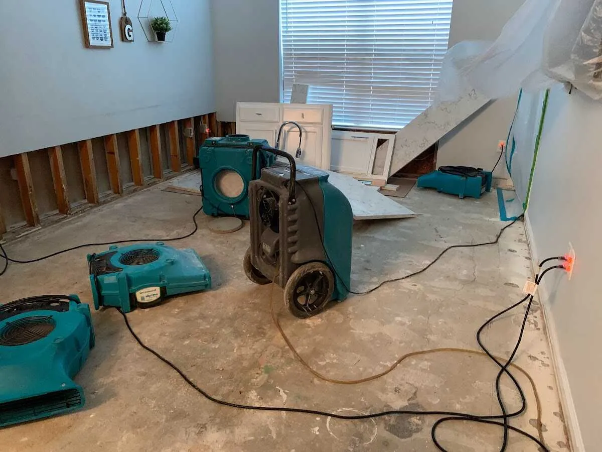 Dehumidifier in flood-cut room for Water Damage Restoration in Moundsville